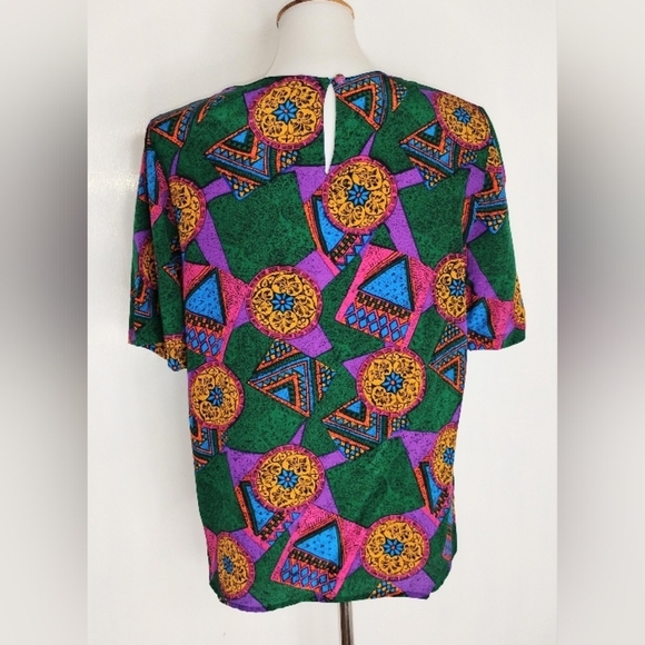 VINTAGE COLOR RICH SILK BLOUSE - Picture 4 of 9